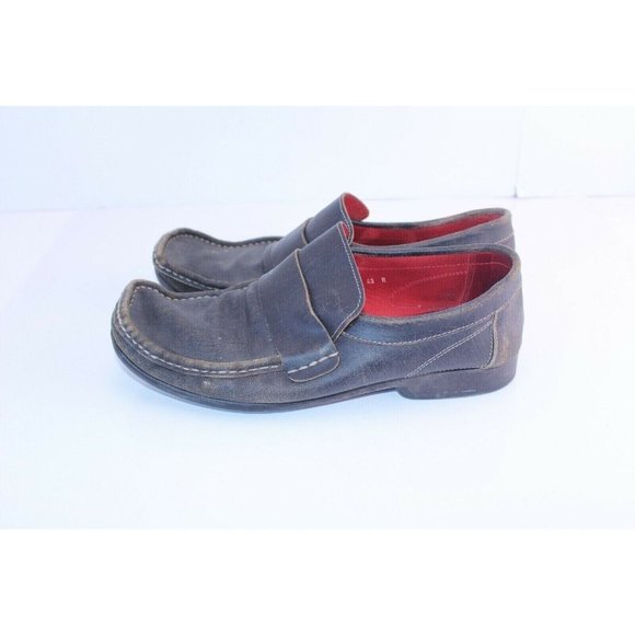 Aldo Mens Black Rugged Leather Loafers Slip On Casual Shoes Size US 9.5 Eur 43 - Picture 3 of 5